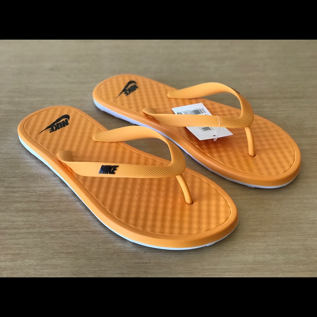 Men's Nike On Deck Orange Curry White Flip Flops Slides Sizes Cu3958-700 New